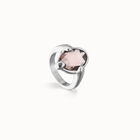 Ring with pink oval faceted crystal